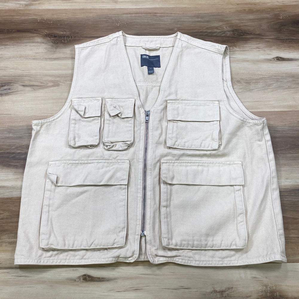 ASOS Utility Vest Mens M Gorpcore 100% Cotton Canvas Khaki Safari Photographer